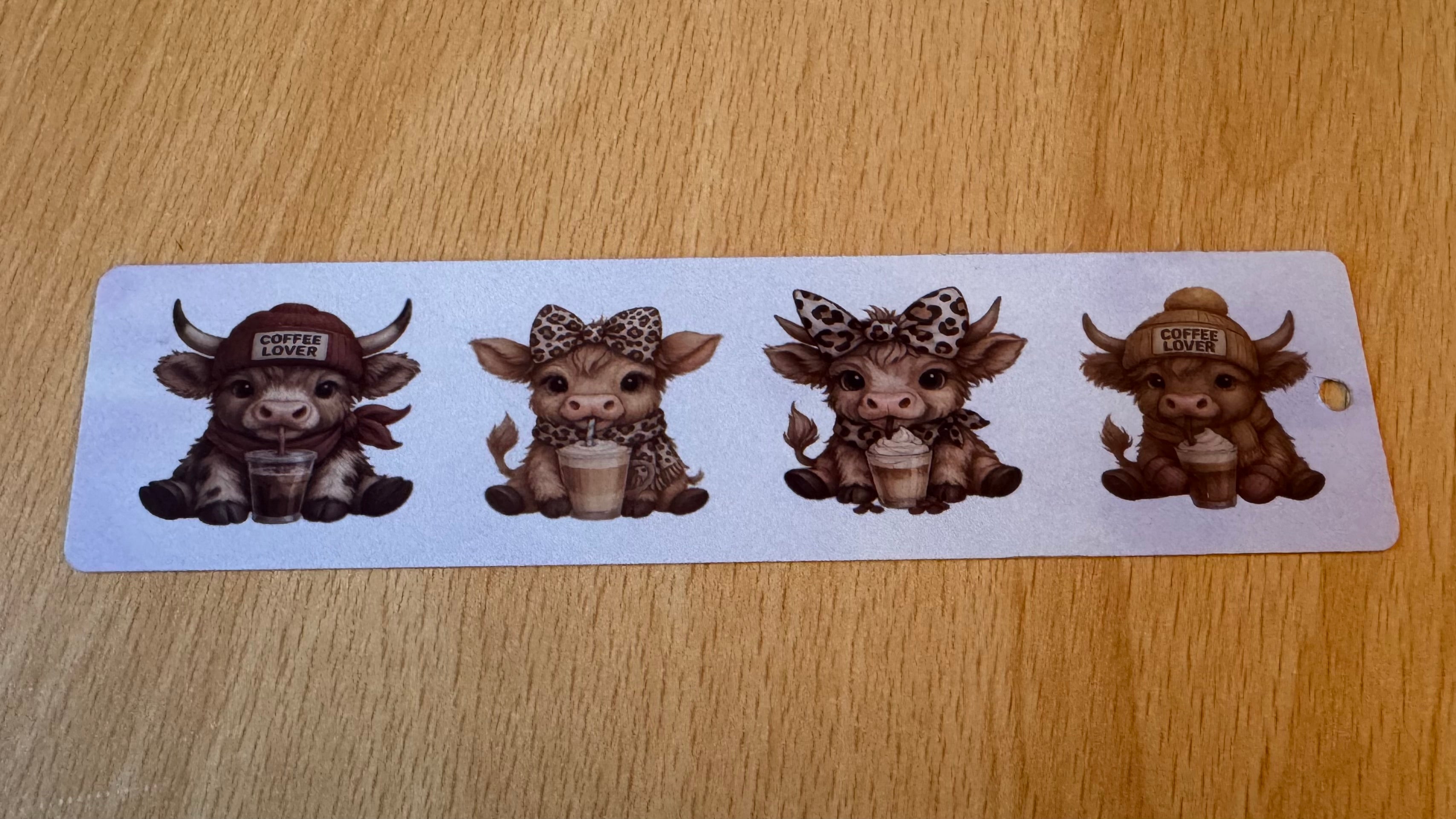 Cute highland cow coffee bookmark
