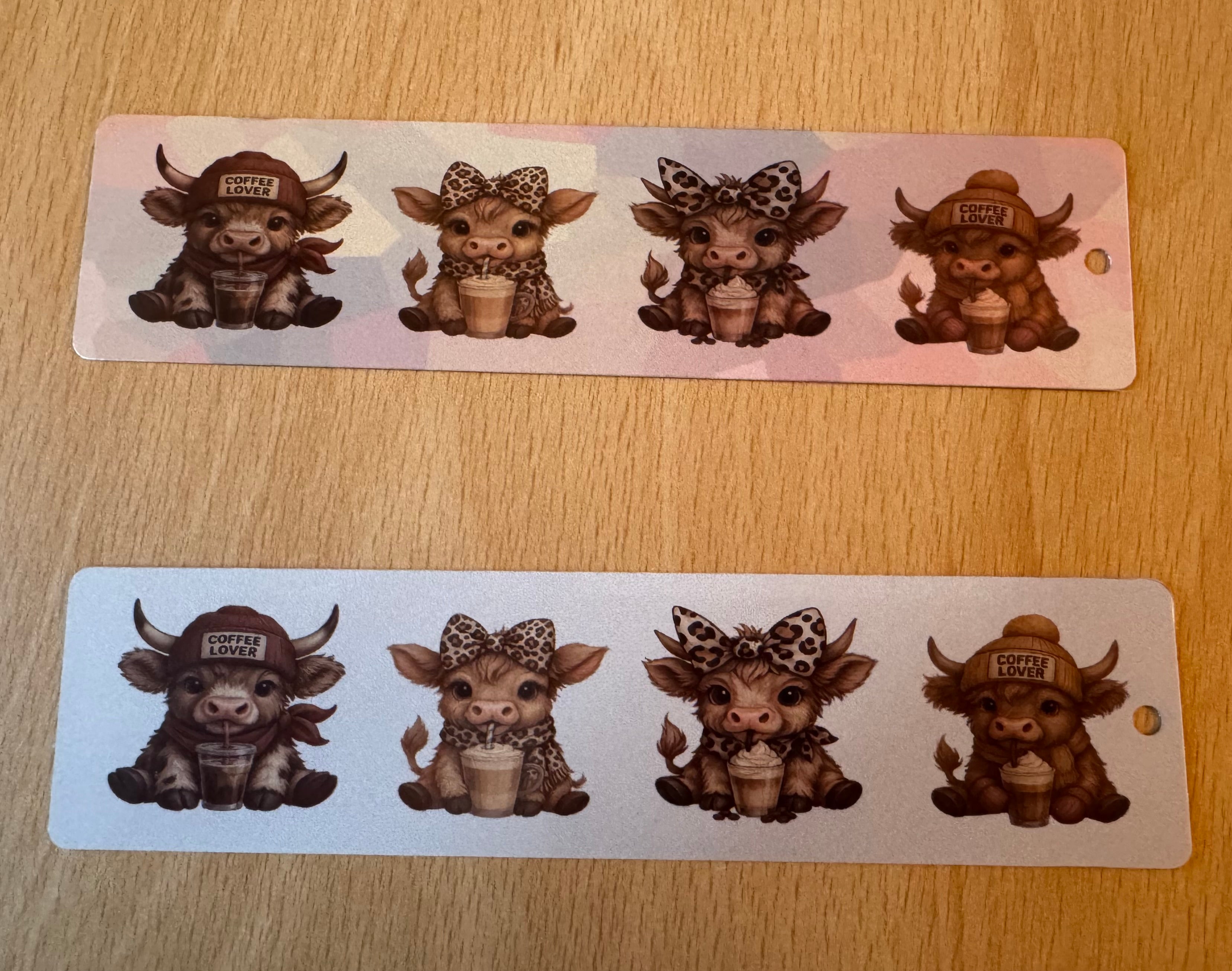 Cute highland cow coffee bookmark