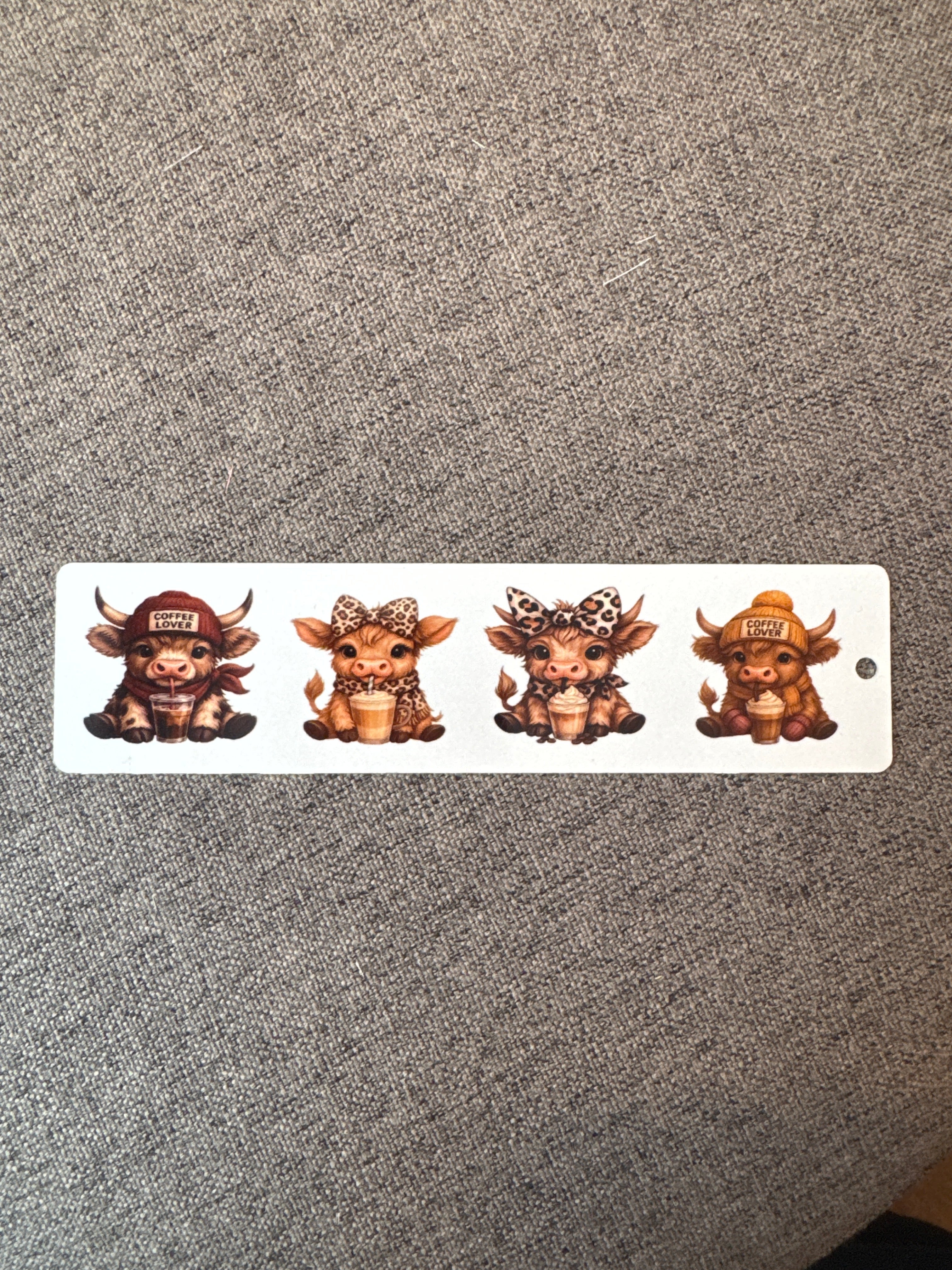 Cute highland cow coffee bookmark