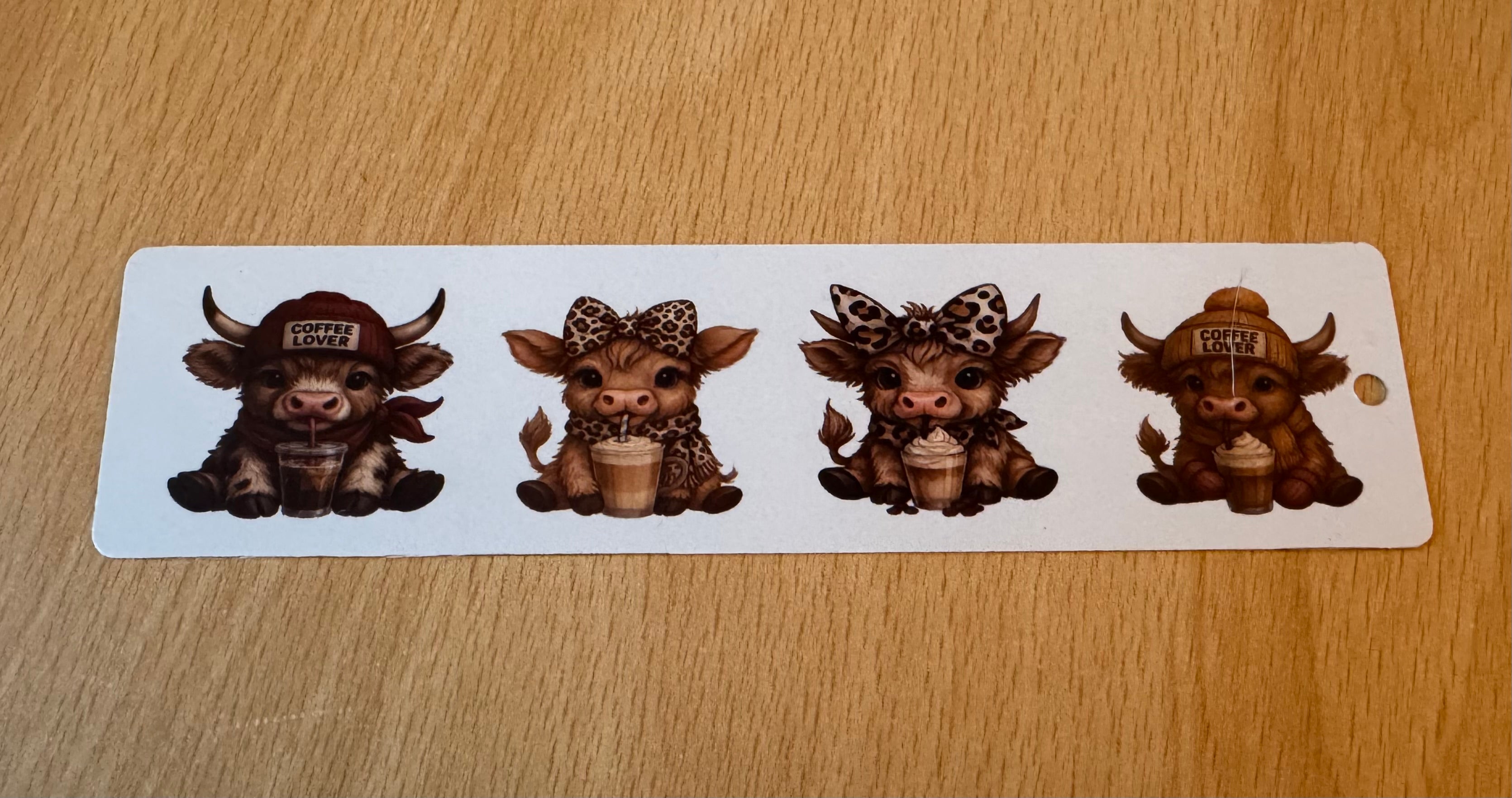 Cute highland cow coffee bookmark