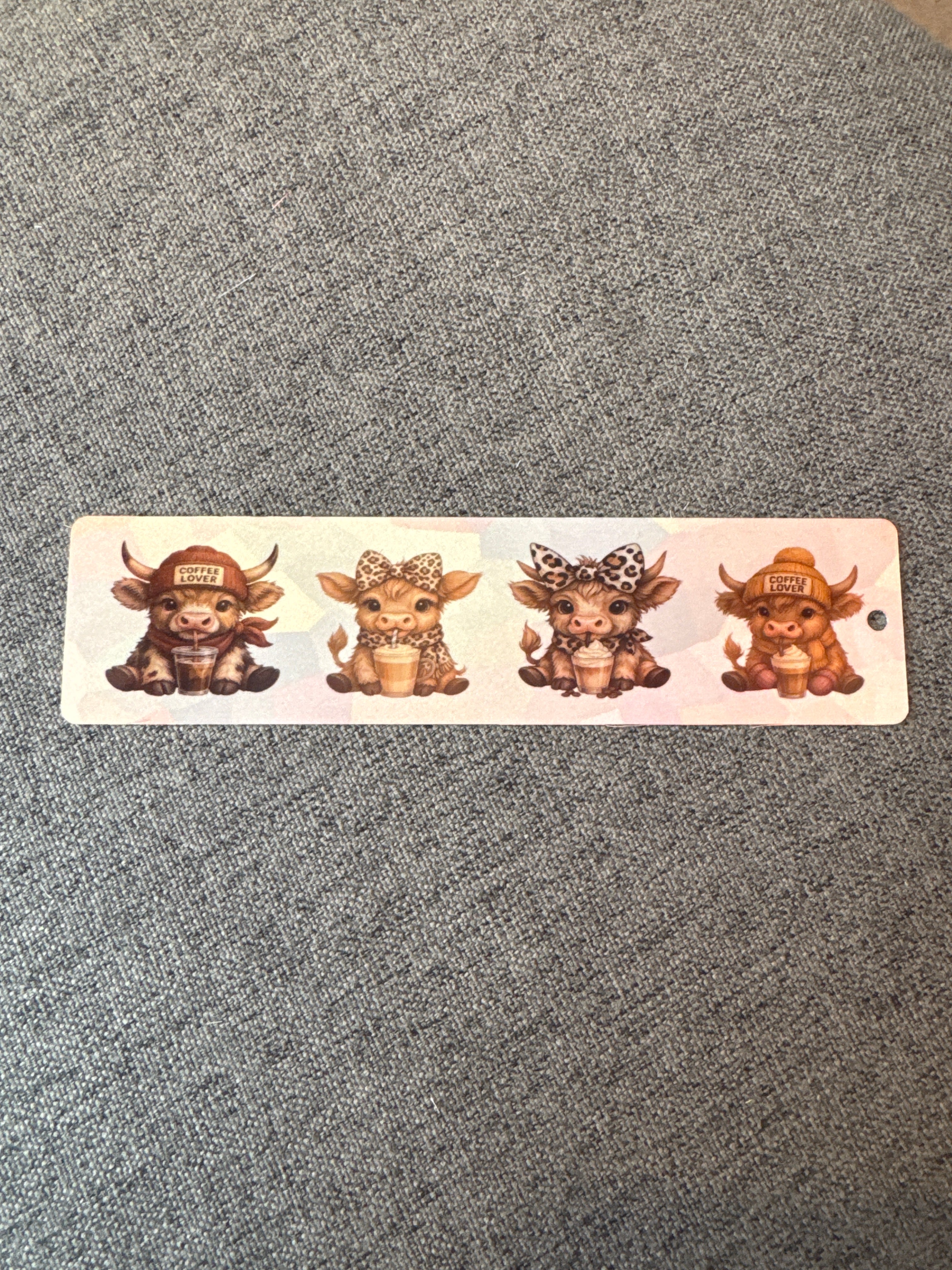 Cute highland cow coffee bookmark