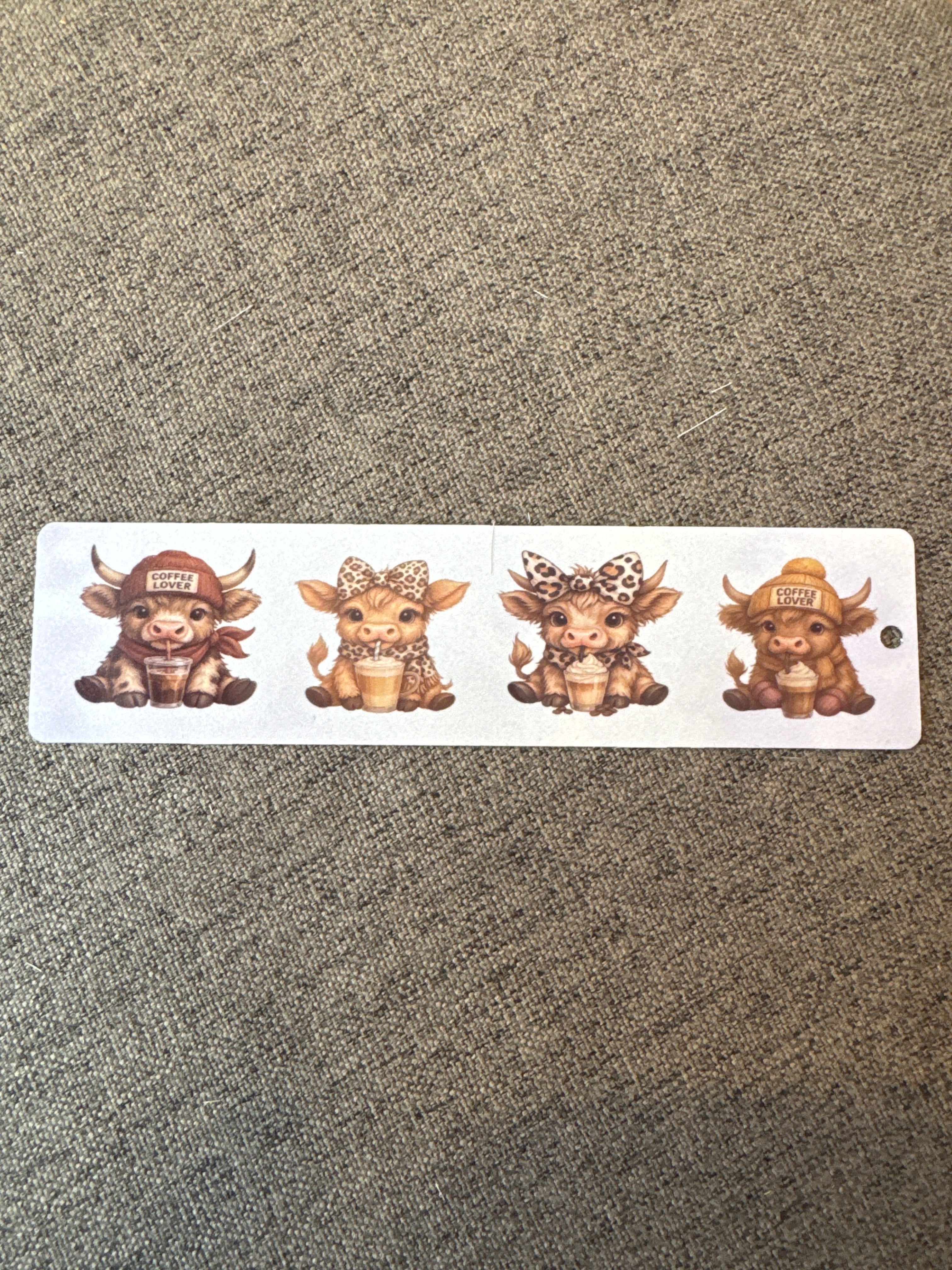 Cute highland cow coffee bookmark