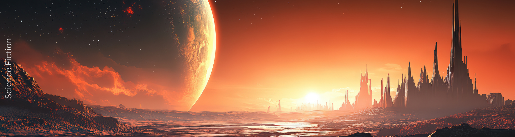 Science Fiction Aluminium Bookmark – 15×4 cm Sci-Fi Cosmic Landscape