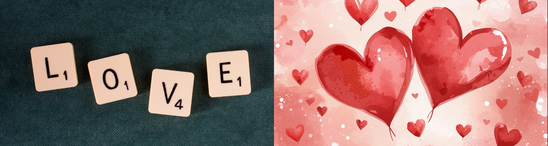 Love Aluminium Bookmark – 15×4 cm Scrabble Letters & Watercolour Hearts