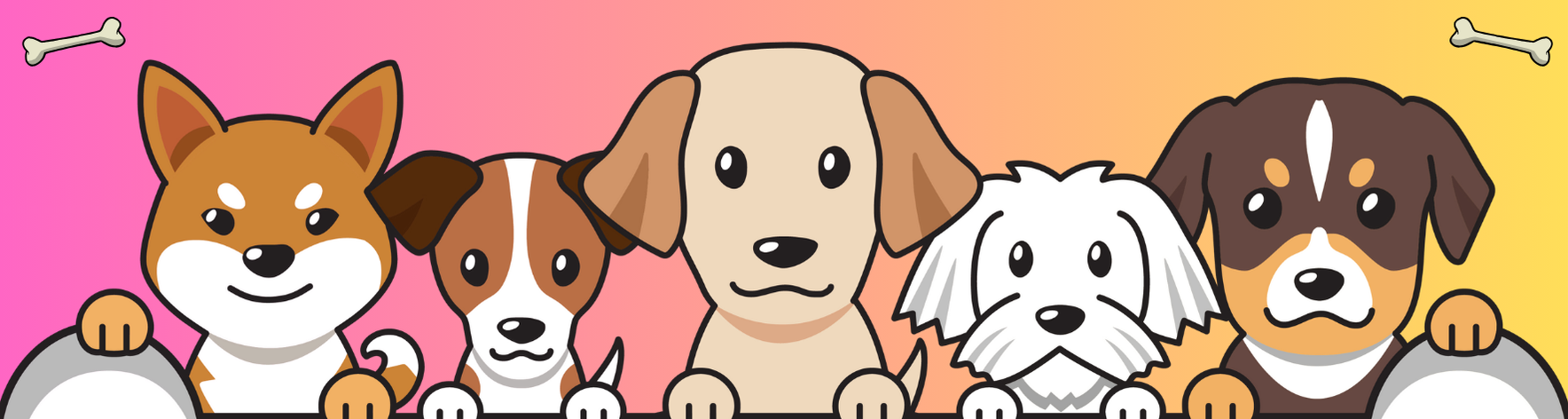 Dog Lover Aluminium Bookmark – 15×4 cm Cute Cartoon Dogs Design