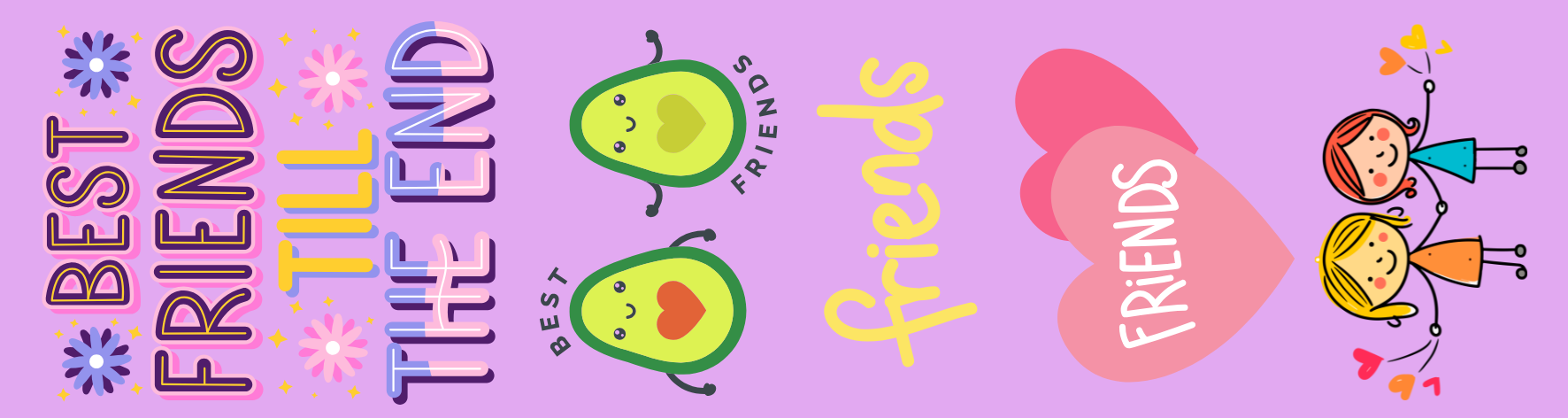 Best Friends Cute Avocado & Heart Bookmark - 15×4 cm Aluminium Bookmark