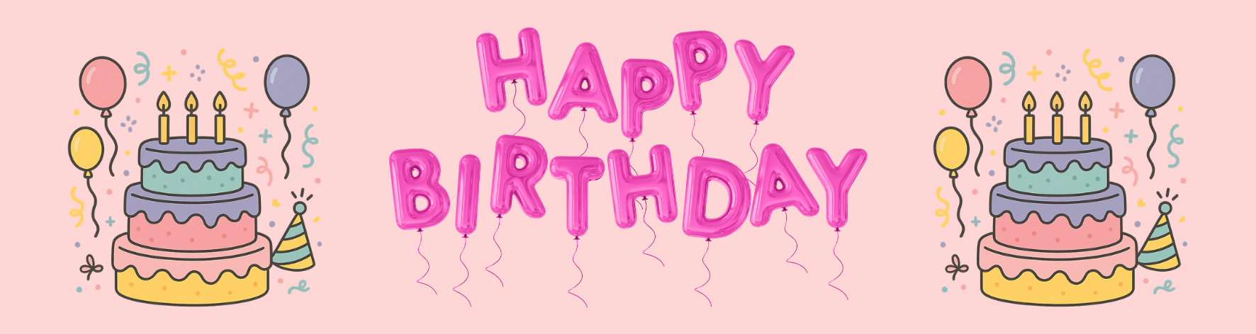 15×4 cm Aluminium Bookmark – Pink Happy Birthday Balloons Bookmark